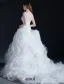 Ballkleid Scoop Hals Kaskadierung Rüsche Organza Brautkleid Mit Spitze