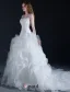 Ballkleid Scoop Hals Kaskadierung Rüsche Organza Brautkleid Mit Spitze
