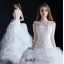 Ballkleid Scoop Hals Kaskadierung Rüsche Organza Brautkleid Mit Spitze