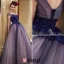 2016 Elegant Glitter Organza Applique Lace Royal Blue Prom Dress