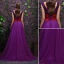 2016 Boule Superbe V-cou Robe De Soirée Satin Violet De Tulle De Dentelle Ceinture