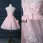 Beautiful Pink Cocktail Dress Short Lace Christmas Party Dresses 2016 New Year Eve Dresses