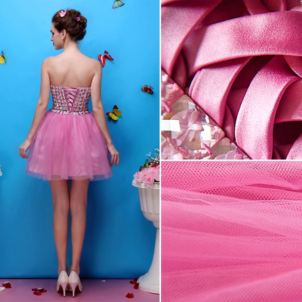 Vakre Kjæreste Beading Blomst Rhinestone Organza Mini Kort Cocktailkjole