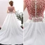 2016 Elegant Skopa Halsen Röda Strass Blommor Ruggig Vit Satäng Balklänning