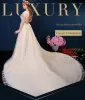 Piękna Suknia Balowa Aplikacja Kwiaty Koronki Suknia Ślubna Z Cekinami