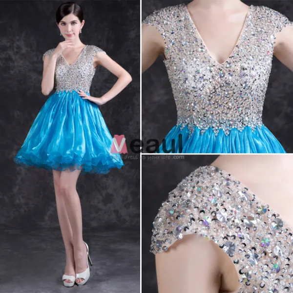 Sparkly Cocktail Dress Backless Crystal Party Dress With Sequins For 2016 New Year Eve