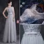 Charmante Robe De Soirée Longue Robe De Ceremonie Dos Nu Gris Avec Des Fleurs Pour 2016