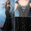 2016 Sexy Lśniąca Syrenka Backless Frezowanie Rhinestone Kryształu Czarna Suknia Wieczorowa