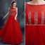 2016 Élégant Décolleté Sequins Carrés Robe De Soirée Rouge