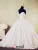 Ball Gown Deep Sweetheart Applique Flowers Wedding Dress With Crystal