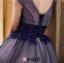 2016 Elegant Glitter Organza Applique Lace Royal Blue Prom Dress