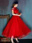 Vintage High Neck Royal Blue Tulle Prom Dress With Metal Sash
