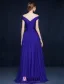 2016 Sexy Off The Shoulder Backless Ruffles Royal Blue Evening Dress
