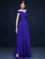 2016 Sexy Off The Shoulder Backless Ruffles Royal Blue Evening Dress