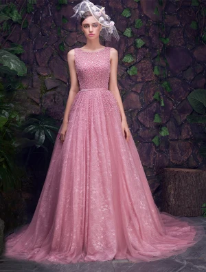 Glamour Encolure Perles Paillettes Robe De Bal En Organza