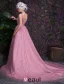 Glamorous Scoop Neckline Beading Glitter Organza Prom Dress