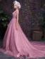 Glamorous Scoop Neckline Beading Glitter Organza Prom Dress
