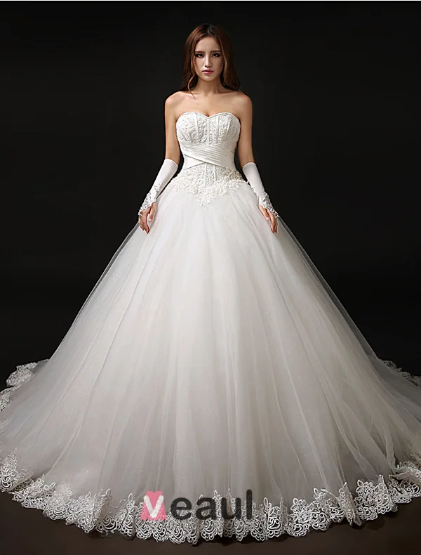 2016 Luxury Exquisite Handmade Corset Lace Wedding Dress With Trailing