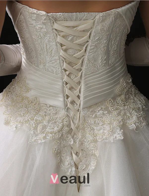 2016 Luxury Exquisite Handmade Corset Lace Wedding Dress With Trailing