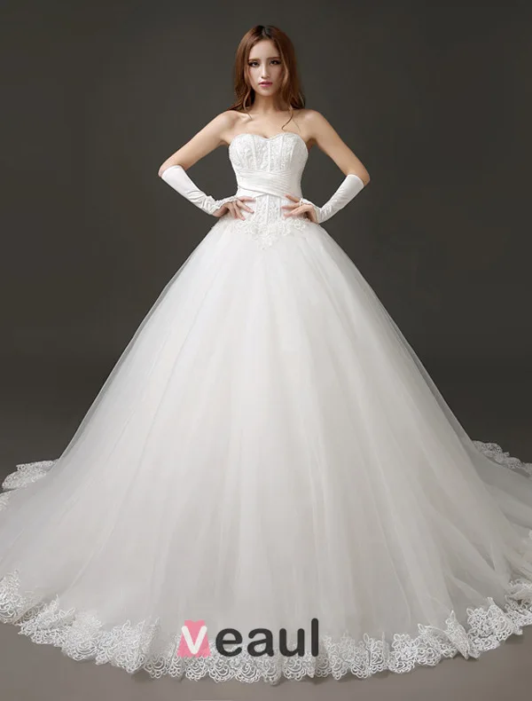 2016 Luxury Exquisite Handmade Corset Lace Wedding Dress With Trailing