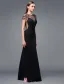 2016 Stunning Scoop Neckline Backless Beading Rhinestone Black Silk Evening Dress