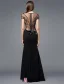 2016 Stunning Scoop Neckline Backless Beading Rhinestone Black Silk Evening Dress