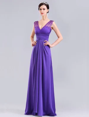 Élégante Robe De Ceremonie Pourpre Robe De Soirée Longue Avec Le Cristal Pour 2016 Jour De L An