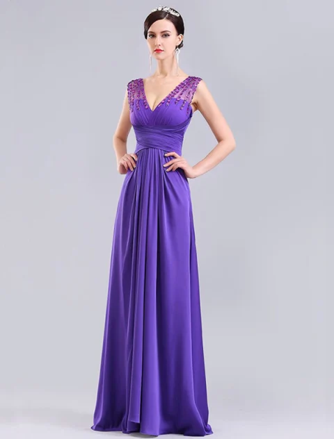 Elegante Vestidos De Noche Púrpura Vestido Formal De Largo Con El Cristal Para 2.016 Víspera De Año Nuevo