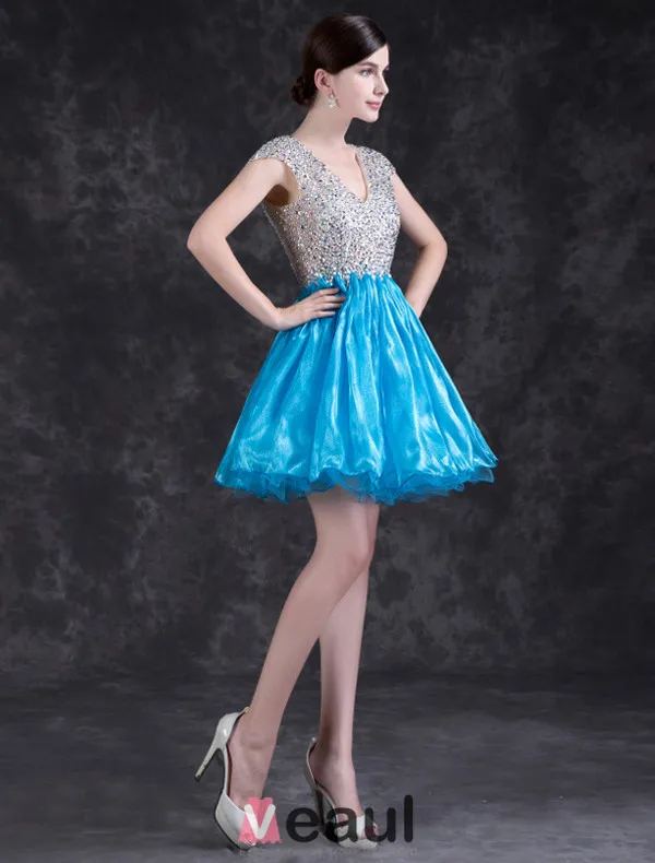 Sparkly Cocktail Dress Backless Crystal Party Dress With Sequins For 2016 New Year Eve