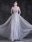 Charmante Robe De Soirée Longue Robe De Ceremonie Dos Nu Gris Avec Des Fleurs Pour 2016
