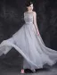 Charmante Robe De Soirée Longue Robe De Ceremonie Dos Nu Gris Avec Des Fleurs Pour 2016