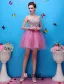 Vakre Kjæreste Beading Blomst Rhinestone Organza Mini Kort Cocktailkjole