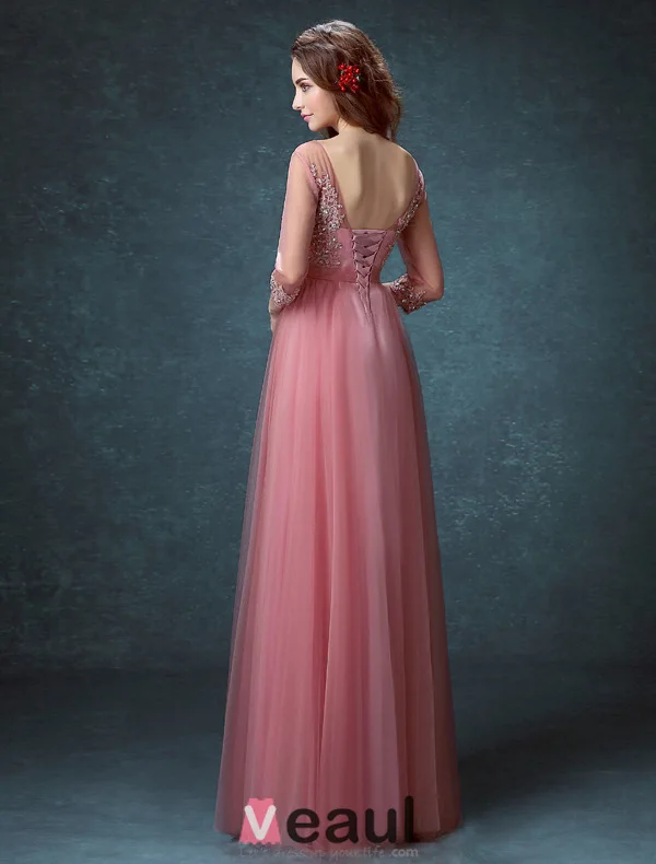 Elegant Square Neckline Beading Rhinestone Applique Lace Organza Evening Dress