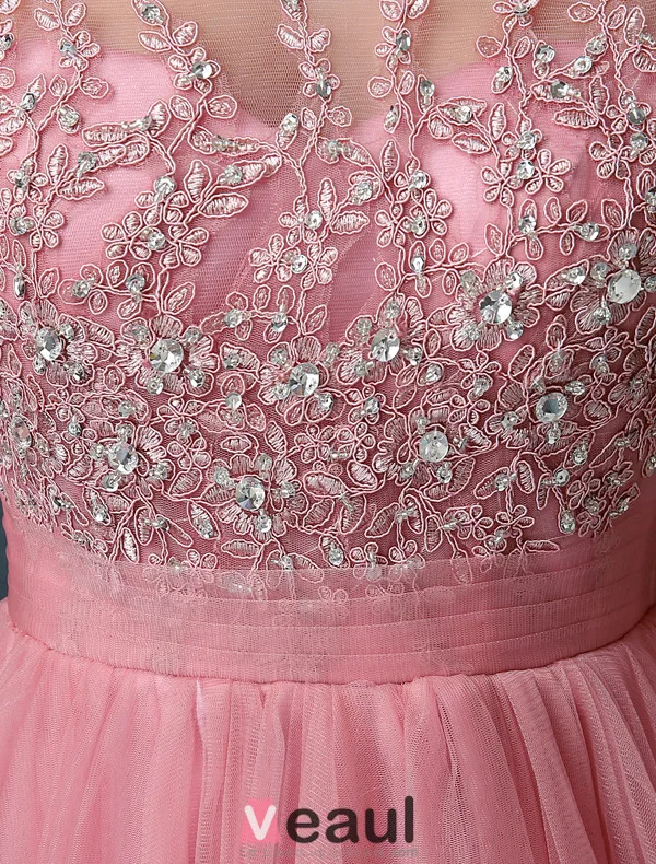 Elegant Square Neckline Beading Rhinestone Applique Lace Organza Evening Dress