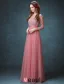 Elegant Square Neckline Beading Rhinestone Applique Lace Organza Evening Dress