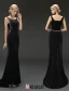 Mermaid Scoop Urringning Beading Paljetter Rhinestone Backless Svart Aftonklänning