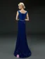 Mermaid Scoop Urringning Beading Paljetter Rhinestone Backless Svart Aftonklänning