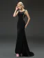 Mermaid Scoop Urringning Beading Paljetter Rhinestone Backless Svart Aftonklänning