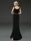 Mermaid Scoop Urringning Beading Paljetter Rhinestone Backless Svart Aftonklänning