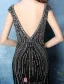 2016 Sexy Lśniąca Syrenka Backless Frezowanie Rhinestone Kryształu Czarna Suknia Wieczorowa