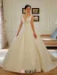 2016 Simples Ondulé Bretelle Profonde Dos Nu V-cou Robe De Mariée En Satin Épais Avec Noeud