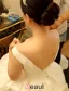 2016 Simples Ondulé Bretelle Profonde Dos Nu V-cou Robe De Mariée En Satin Épais Avec Noeud
