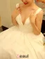 2016 Simples Ondulé Bretelle Profonde Dos Nu V-cou Robe De Mariée En Satin Épais Avec Noeud