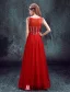 2016 Élégant Décolleté Sequins Carrés Robe De Soirée Rouge