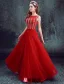 2016 Élégant Décolleté Sequins Carrés Robe De Soirée Rouge