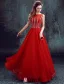 2016 Élégant Décolleté Sequins Carrés Robe De Soirée Rouge