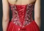 Sparkly Kjæreste Beading Paljetter Krystall Korsett Burgunder Glitter Organza Ballkjole