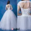 2016 Beautiful Scoop Neckline Short Sleeves Applique Flowers Rhinestone Glitter Organza Wedding Dress