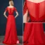 2016 Élégant Décolleté Carré Manches Bordées Robe De Soirée Dos Nu En Satin Rouge Avec Des Paillettes Ceinture