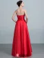 2016 Volants Bustier Simples Rouge Satin Épais Robe De Demoiselle D'honneur Avec Un Noeud Guillotine